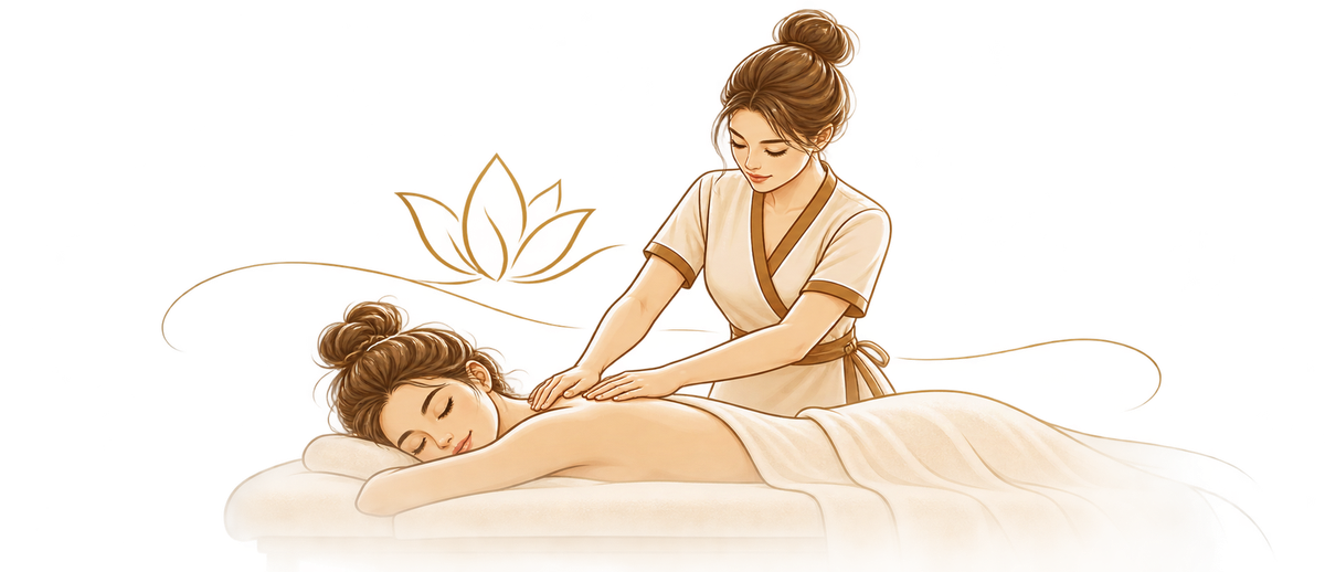 Huzur Spa profesyonel masaj terapisti illüstrasyonu